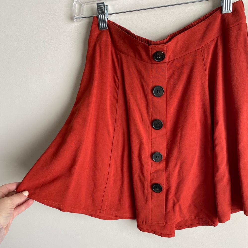 love, Fire A-Line Skater Skirt with Front Buttons